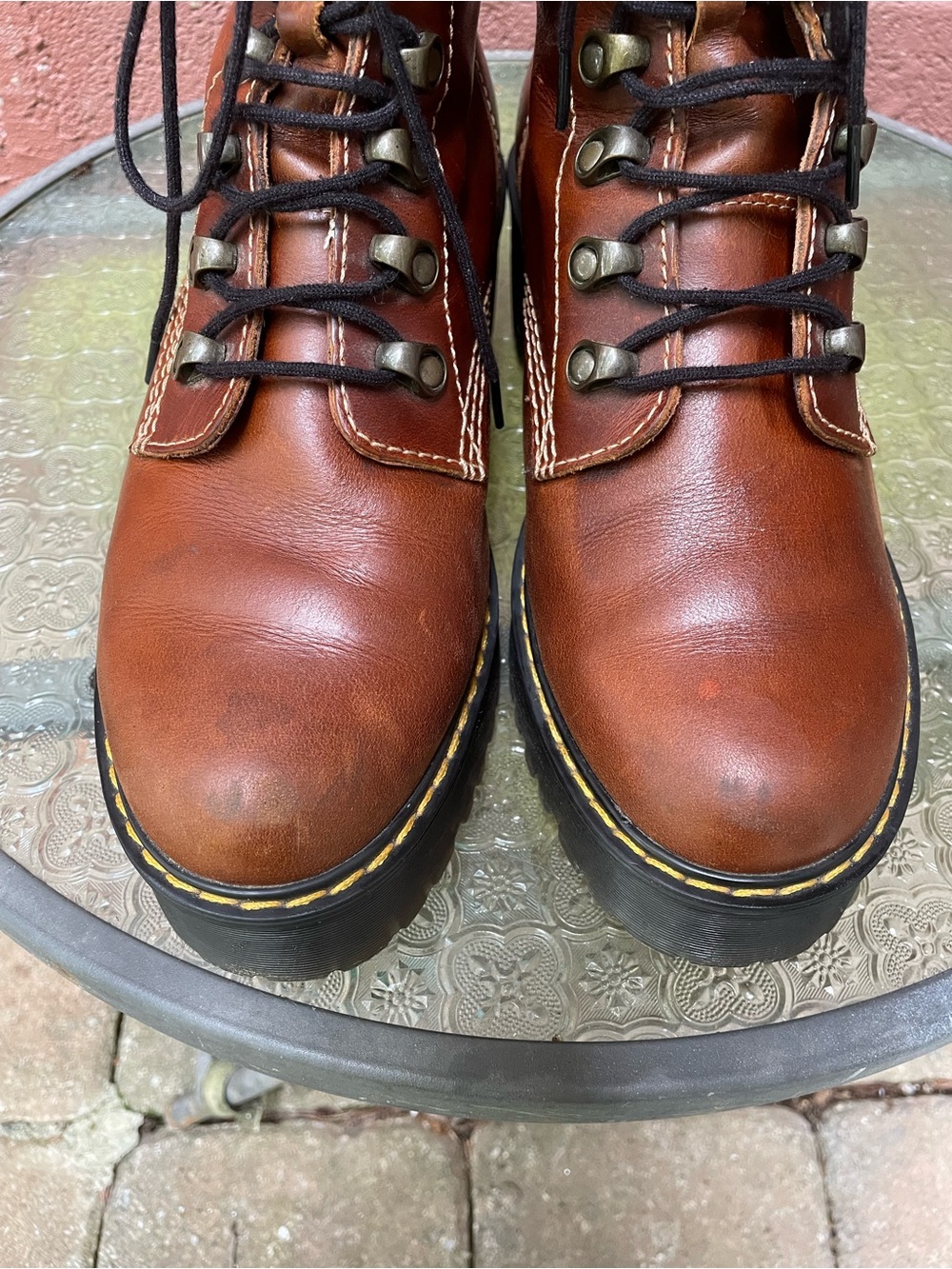 Dr Martens Leona Orleans Leather Platform Heeled Boots Size 9 - Picture 4 of 12